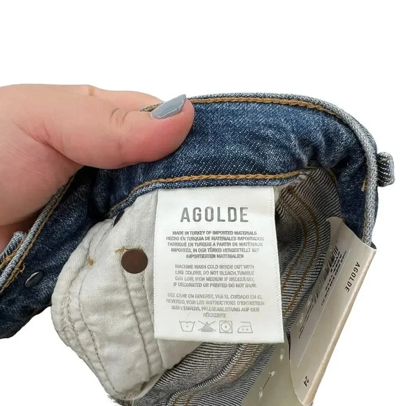 Agolde Nico Jeans High Rise Slim Fit Cycle Wash Stretch Denim Blue Size 24 - Picture 13 of 15